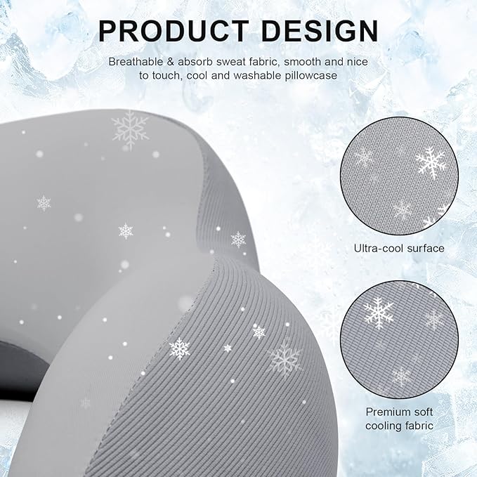 Travel Pillow for Airplane Memory Foam Neck Pillow, Soft & Support Travel Pillow with Storage Bag for Travelling, Sleeping Rest, Car, Train and Home Use (Grey)