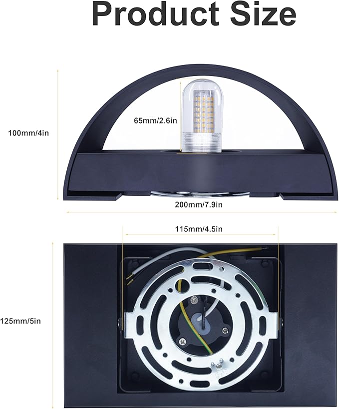 KICAAO Modern LED Wall Sconce,Warm White 3000K,Hardwired Indoor Outdoor Black Wall Lights Set of 2 Up and Down Wall Mount Light for Living Room Bedroom Hallway Corridor Conservatory(with G9 Bulbs)