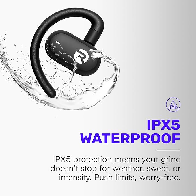 Raycon Fitness Open Earbuds – True Wireless Open Ear Bluetooth Headphones, Hook Design, IPX5 Water Resistant, 40 Hours of Battery Life (Purple)