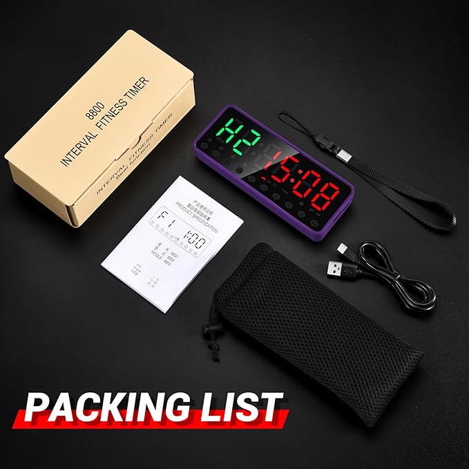 Portable Gym Timer, Interval Fitness Interval Timer (Violet)