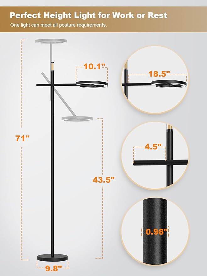 GLOWRIUM Smart Wake Up Light Therapy Lamp with App, 10000 Lux Full-Spectrum Happy Therapy Light, UV-Free Sun Lamp, Circadian Rhythm, Remote, Timer, Cozy Light Settings for Winding Down