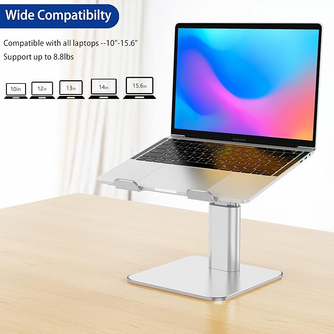 BESIGN LSX6N Laptop Stand, Ergonomic Adjustable Notebook Riser Holder, Computer Stand Compatible with Air, Pro, Dell, HP, Lenovo More 10-15.6" Laptops, Silver