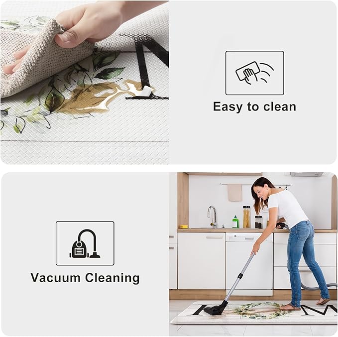 KIMODE Anti Fatigue Kitchen Mat for Floor 20"x32", Farmhouse Kitchen Rug, Cushioned Non Slip Kitchen Mats for Floor, Comfort Farmhouse Kitchen Floor Mat for Sink Laundry Desk White