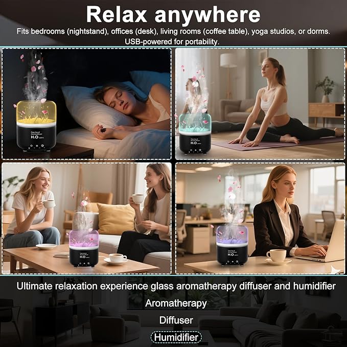 Morbou Essential Oil Diffuser with Jellyfish Spray & Sea Anemone Rotation, 280ml Ultrasonic Aromatherapy Machine,7-Color LED Night Light Quiet Mist for Bedroom, Remote Control