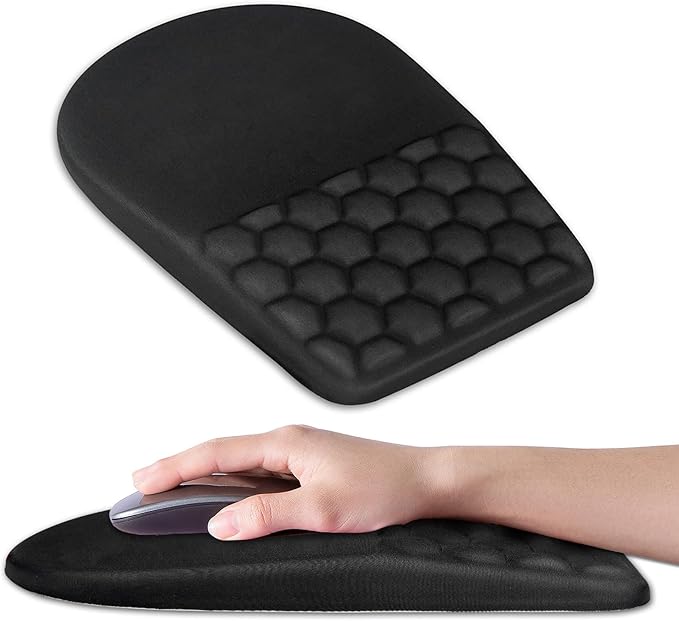 Ergonomic Mouse Pad Wrist Support,Upgrade Mousepad with Massage Design,Non-Slip PU Base Desktop Mouse Pads for Pain Relief, Computer, Office & Home,12 x 8 in（E-Black）
