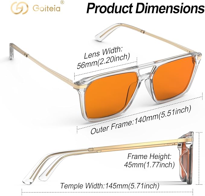 Goiteia Orange Blue Light Blocking Glasses-Retro 70s Blue Light Glasses for Men Women, Easier Sleep and Migraine Relief