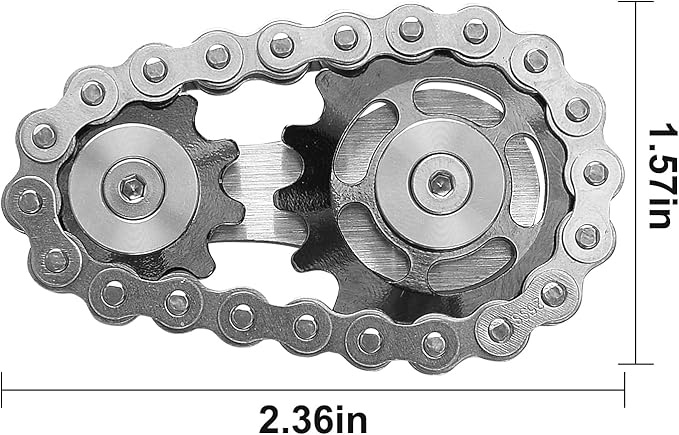 Bike Chain Gear Fidget Spinner, Metal Sprocket Chain Fidget Toy, Stress Anxiety Relief Fidget Toy, Focus Finger Spinning Toy, Stainless Steel Mechanics W/Smooth Bearings EDC Novelty Toy