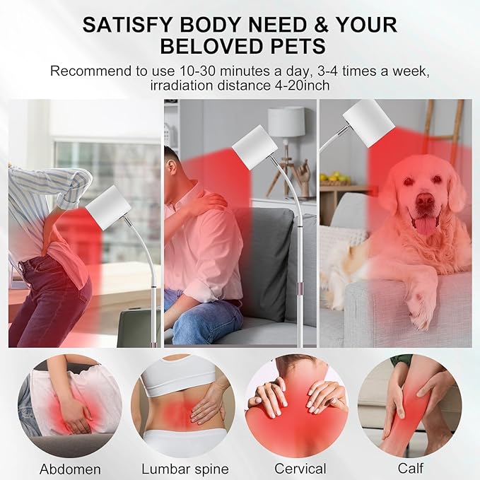 Red Light Therapy for Body, 940nm & 850nm & 660nm Infrared Light Therapy Lamp, COB Chip Infrared Device for Face and Body at Home