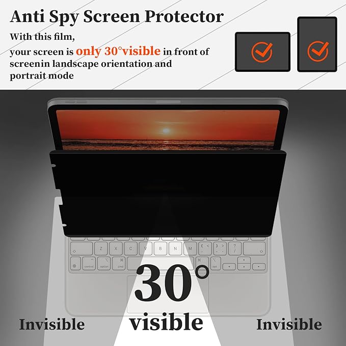 360° Magnetic Privacy Screen Protector for iPad 10.2" 9th/8th/7th Gen (2021 2020 2019), Anti Glare iPad 10.2 inch Privacy Filter, High Sensitive Bubble Free