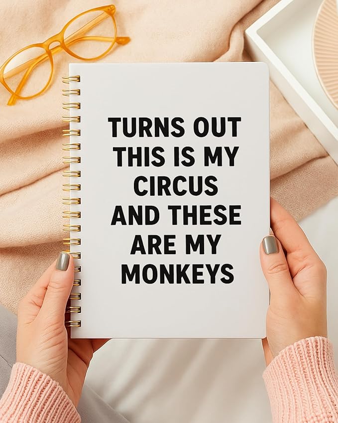 Funny Office Supplies Notebook, Work Journal Notebook for Women Men Coworkers, Turns Out These Are My Monkeys and These Are My Monkeys Humor Spiral Notebook, 5.5x8.3 Inch 564