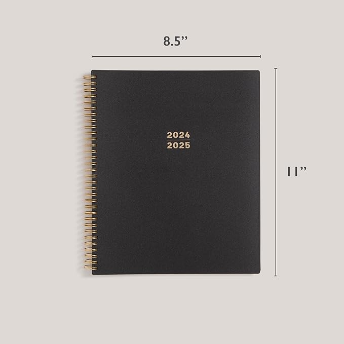 Blue Sky 17 Month 2024-2025 Academic Year Weekly and Monthly Planner From August 2024 - December 2025, 8.5" x 11", Flexible Cover, Wirebound, Black (150658)