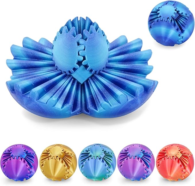 Gear Ball 3D Printed Cube Fidget Toy,Gear Sphere Fidget Toys,Sensory Toys for Stress and Anxiety Relief, Desk Toy Fidget Spinners,Stocking Stuffers for Adults & Kids Gift (Aurora Blue, 3.1 Inch)