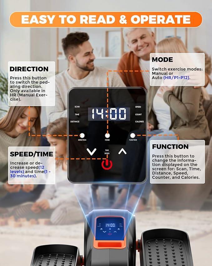 Under Desk Elliptical Machine, Ellipse Leg Exerciser as Seen on TV, LCD Display & 12 Adjustable Speed Ellipse Fit, Portable & Quiet Foot Pedal Exercise Machine, Mini Eclipse Leg Exerciser for Seniors