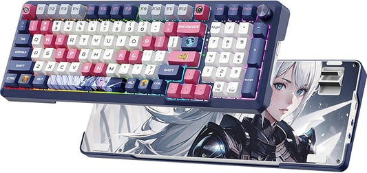 RisoPhy Wireless Mechanical Keyboard, 98 Keys RGB Gasket 2.4GHz/Wired/Bluetooth Keyboard with Custom Hi-Fi Linear Switch, Hot-Swap Socket GamingKeyboard, PBT Keycaps/Knob Control ComputerKeyboard