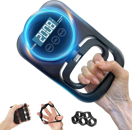 Grip Strength Tester Hand Gripper - Grip Strength Trainer Hand Dynamometer Handheld Meter LED Display Comfortable 265 Lbs / 120 Kgs Finger Strengthener for Sports Home School Gym Use