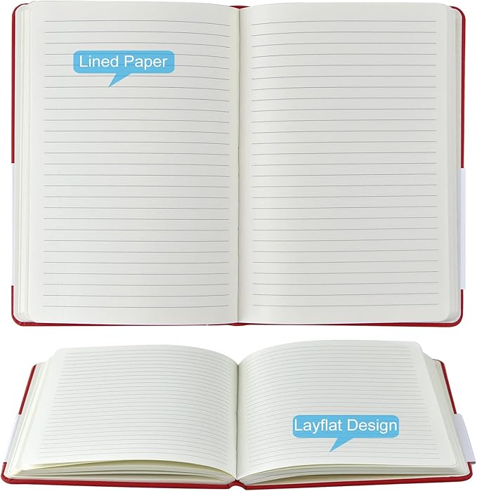 Mototo Journal Notebooks Classic College Ruled Notebooks Hardcover Leatherette Lined Journals for Office Home School Business, 8.3 x 5.5 inch, 100GSM Thick Paper, 160 Pages (Multicolor, 12 Pack)