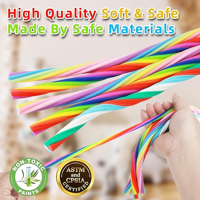 Stretchy String Fidget Toys for Kids – Calming Sensory Noodles for Anxiety, ADHD & Autism – 5-Pack Elastic Sensory Strings for Stress Relief, Focus & Fine Motor Skills