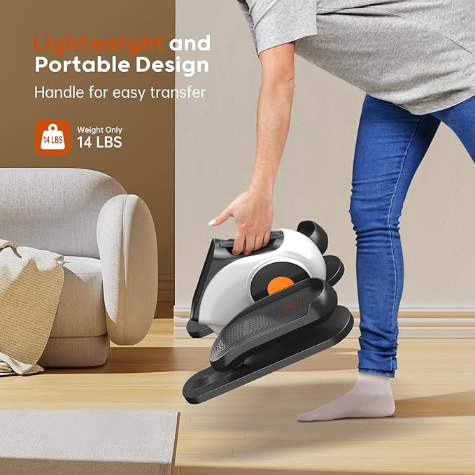 Under Desk Elliptical for Seniors, 2-in-1 Electric Leg Exerciser with Remote, 10 Resistance Levels & 10 Speeds, 3 Auto Modes, Quiet & Fully Assembled, Non-Slip Pedals