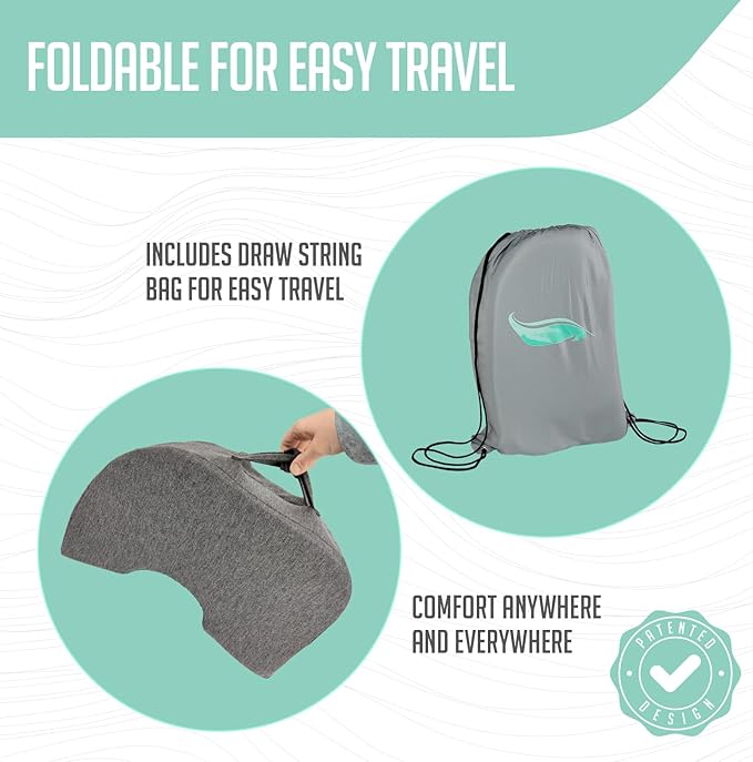 Premium Foldable Travel Tailbone Seat Cushion - for Relief of Lower Back, Sciatic, Butt and Tailbone Pain - for Home & Office Use, Perfect for Travel or Driving