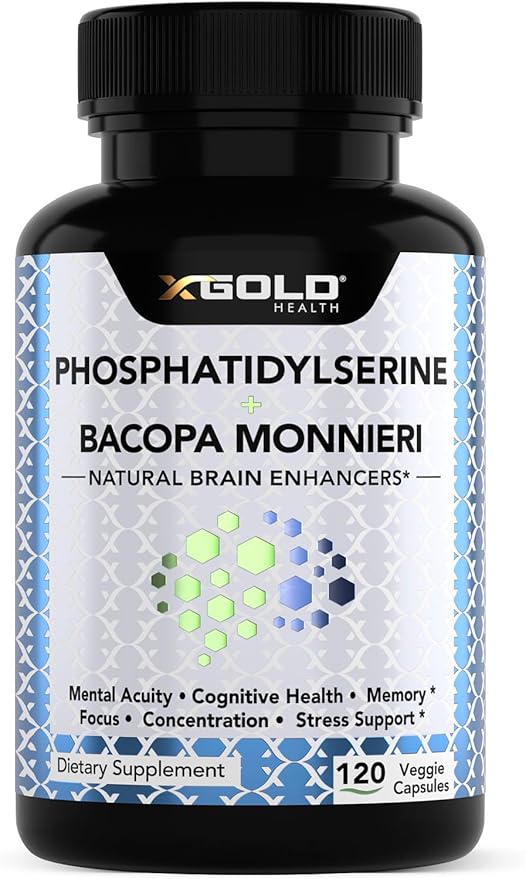 PhosphatidylSerine & Bacopa Monnieri 800 mg 2 in 1 Supplement - Natural Brain Enhancer/Nootropic for Enhanced Focus and Concentration, Memory Support, & Cognitive Function - 120 Vegetarian Capsules