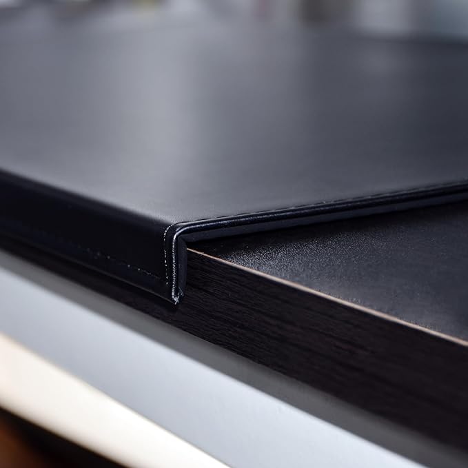 AKOZLIN 27.55”x 15.8" Soft PU Leather Surface Office Desk Mouse Mat Anti-Push Pad with Full Grip Fixation Lip Table Blotter Edge-Locked Protector