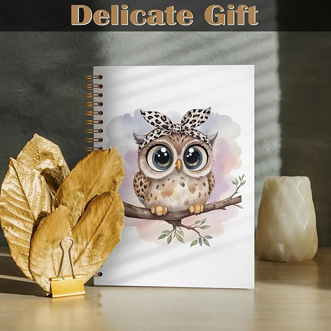 Owl Gifts Spiral Notebook 5.5x8.3, Owl Themed Gifts for Lovers Women Journal Notebooks for Note Taking, Cute Journal for Women