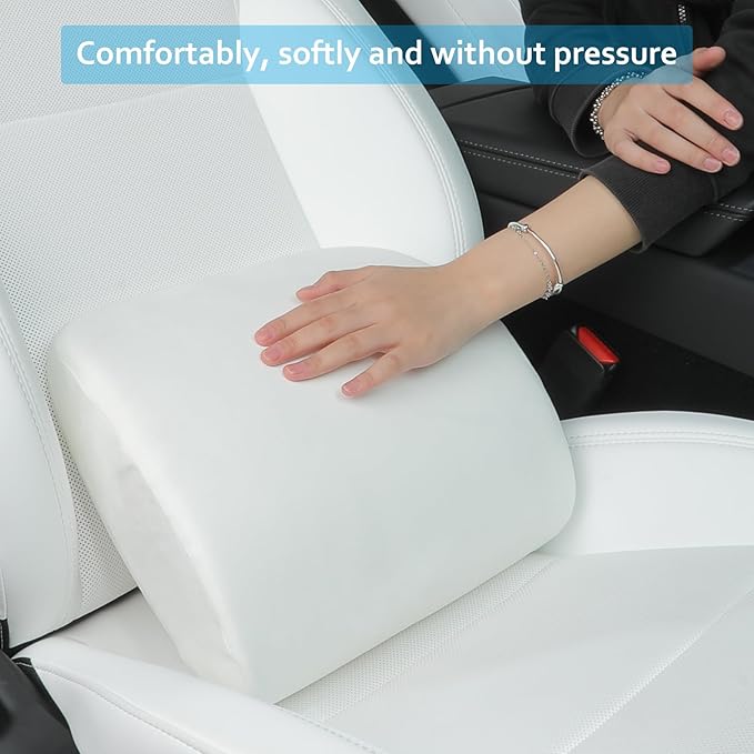 Lumbar Support Pillow Ergonomic Memory Foam Lumbar Pillow for Lower Back Pain Relief - Back Cushion for Driving, Chair Support for Car, Office & Gaming Chairs (White, 1PC)