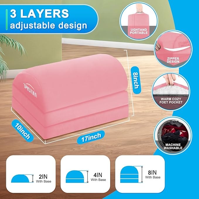 TALSTILA Foot Rest for Under Desk at Work, Under Desk Footrest, Ergonomic 3 Adjustable Heights Footrests, Footrest with Feet Warm Pocket, for Office Desks & Office Chair - Back & Leg Hip Pain Relief