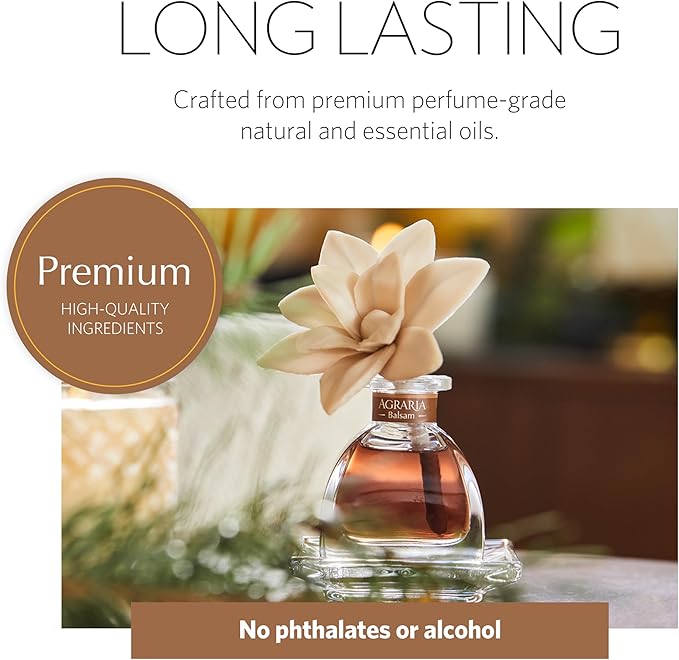 AGRARIA PetiteEssence Flower and Reed Diffuser Set, Hand Crafted Sola Flower Botanical Home Fragrance Set, Scented Oil Gift for All Occasions