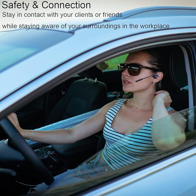 Bone Conduction Headphones Bluetooth with mic Open Ear Wireless Headphones Noise canceling Computer headsets with mic for Clear Hand Free Calls multipoint Connection Fast Charging