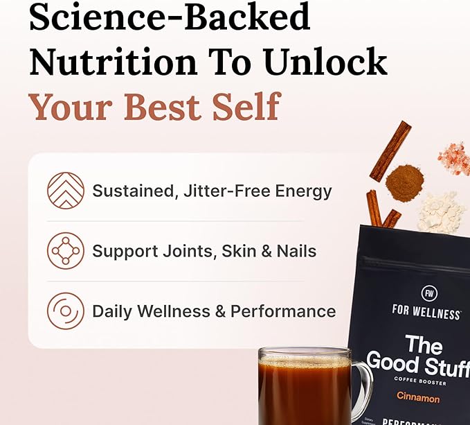 For Wellness The Good Stuff Performance – Coffee Booster | Collagen + MCT Powder Supplement with L-Theanine and Antioxidants for Jitter-Free Energy & Stamina | Non-Dairy, Keto-Friendly, 30 Servings