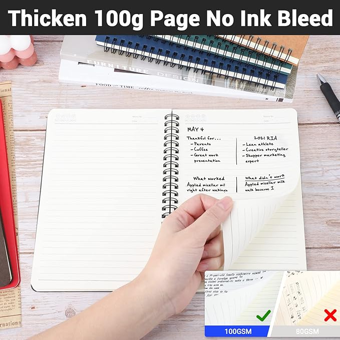 EUSOAR Students Ruled Spiral Notebook, A5 12packs 5.5"X8.3" 120 Pages Lined Travel Writing Notebooks Journal, Memo Notepad Sketchbook, Students Office Business Diary Ruled Book Journal-6 Colors