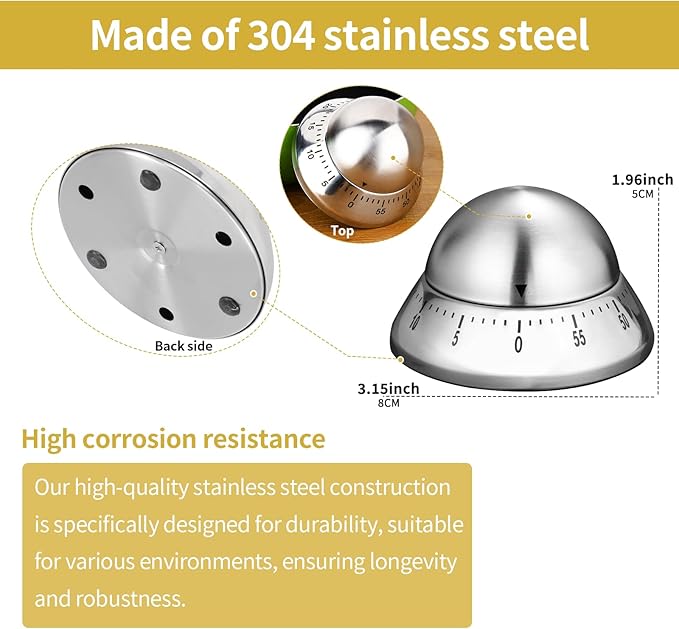 Mechanical Kitchen Timer, Wind Up 60 Minutes Manual Countdown for Classroom, Home, Study and Cooking