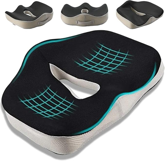 Large Memory Foam Seat Cushion for Office Chair, Wheelchair, Ergonomic Chair Cushion for Hip Pain, Ideal for Sciatica, Back Pain Relief, Tailbone Support, Booster Seat, Removable & Washable Cover