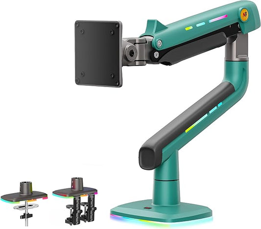 NB Gaming Monitor Arm or for 32 to 60 Inches Screen, Load up to 20 kg, VESA 75/100, RGB-Light, Heavy Duty, Multi Angle Adjustable, Premium Aluminum, Green