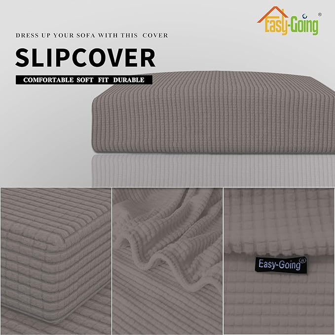 Easy-Going Stretch Cushion Cover Sofa Cushion Furniture Protector Sofa Seat Sofa slipcover Sofa Cover Soft Flexibility with Elastic Bottom(Oversized Sofa Cushion, Taupe)