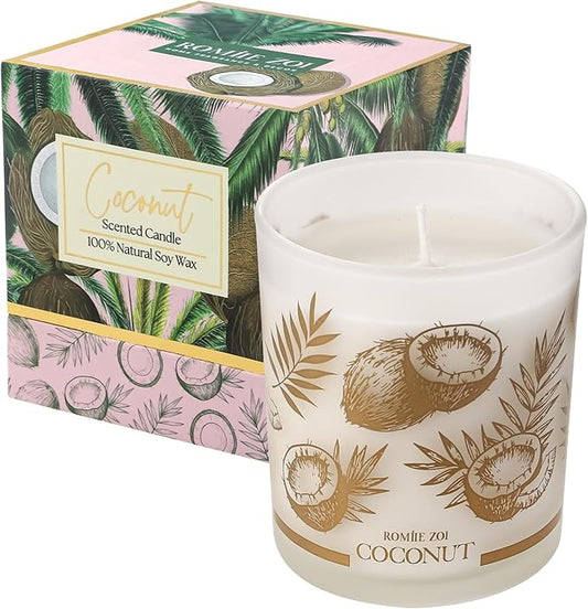 Scented Candle - Coconut - 6oz Aromatherapy Soy Wax Jar Candle for Home, Gifts for Women - 170g
