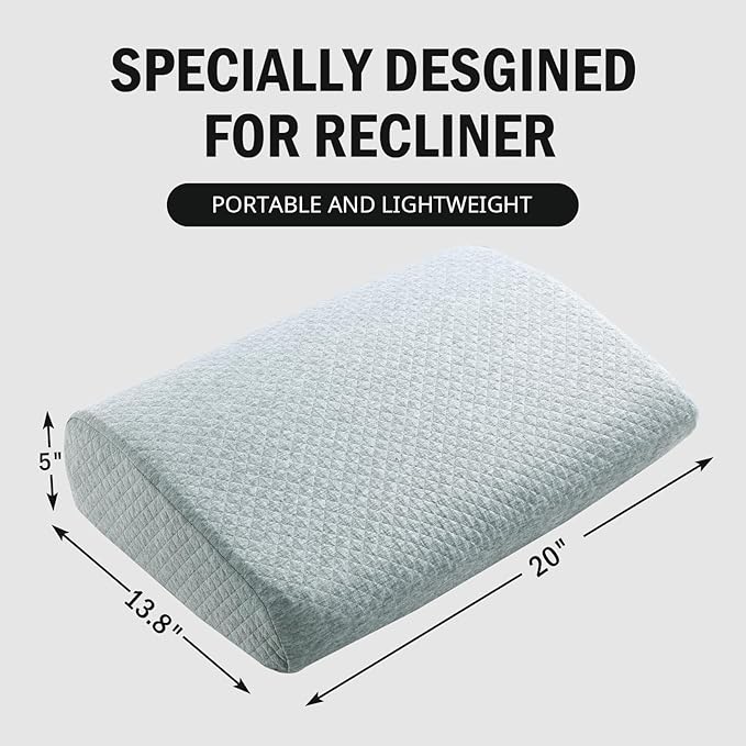 HOMBYS Lumbar Support Pillow for Recliner Chair, Memory Foam Back Support Cushion for Elderly,Extra Large Lumbar Support Pillow,Thick Backrest for Home Reading (Light Grey, 20“x13.5"x5")