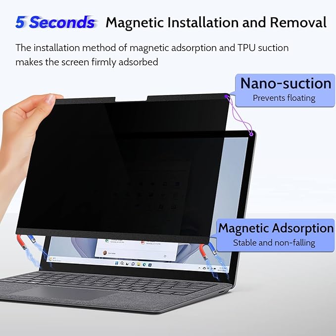 IPROKKO Surface Laptop Privacy Screen 6/5/4/3/2/1-15 inch, Magnetic Removable Privacy Screen Filter for Microsoft Surface Laptop, Anti-Glare Blue Light Screen Protector