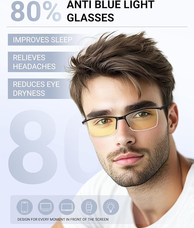 Blue Light Blocking Glasses | Max Protection Gaming & Computer Glasses | Reduce Eye Strain & Improve Sleep