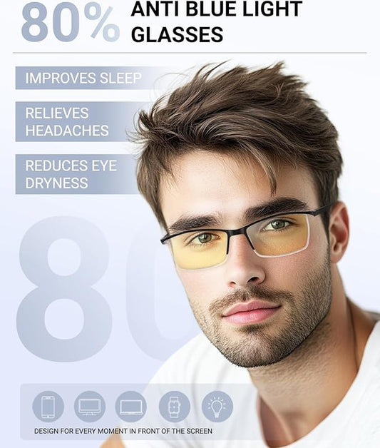 Blue Light Blocking Glasses | Max Protection Gaming & Computer Glasses | Reduce Eye Strain & Improve Sleep