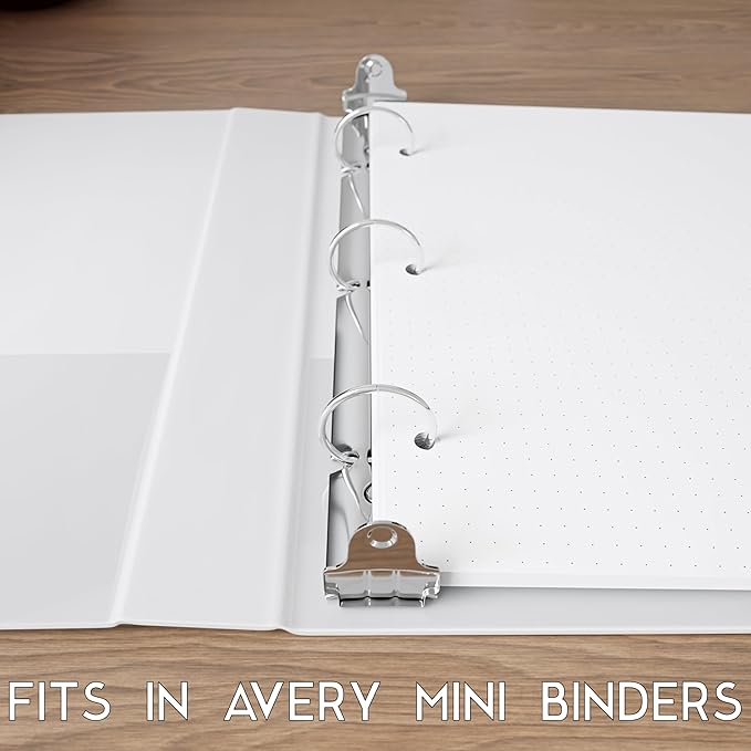 Half Letter 3-Hole Punched Dot Grid Paper, 200 Sheets, 120 GSM, 5.5 x 8.5 inch, Dotted Paper Planner Refill Inserts for Mini-Binders and 3-Ring Half Letter Binders