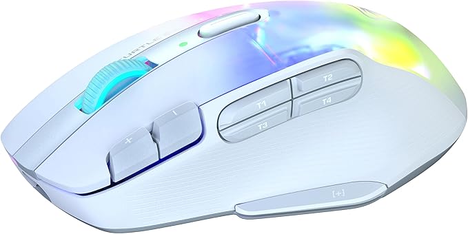 Turtle Beach Kone XP Air Wireless Customizable Ergonomic RGB Gaming Mouse, Bluetooth, 19K DPI Optical Sensor, 100-hour Battery & Charging Dock, 29 Programmable Inputs & RGB Lighting, 4D Wheel – White