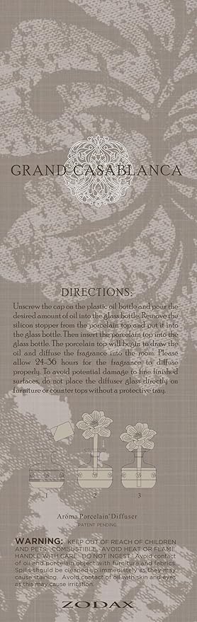 Zodax Mini Grand Casablanca Porcelain Diffuser, Casablanca Lily