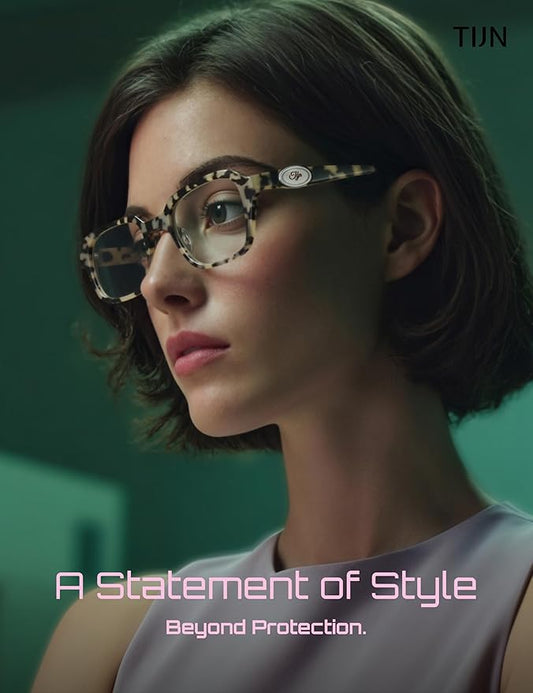 TIJN Vintage Inspired Blue Light Blocking Glasses, Modern Square Acetate Computer Screen Eye Glasses for Woman Men, AL01