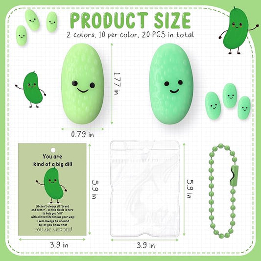 Wettarn 20 Sets Pickle Gifts Pickle Stress Balls Employee Appreciation Gift Cucumber Stress Relief Toy with Inspirational Support Card Thank You Gift for Coworker Office Halloween Stocking Stuffers