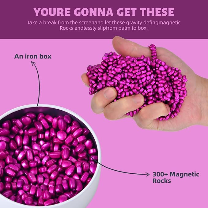 Fidget Toys Adults,Rose Red 300+ Smooth Ferrite Rocks,Executive Desk Toy|Stress Relief Sensory Toy|Fidgets Toys|Adults Gifts, Holiday Stocking Stuffer