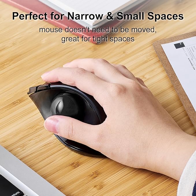 ELECOM EX-G Trackball Mouse, 2.4GHz USB Wireless, Ergonomic Design, Thumb Control, Smooth Roller Ball, Optical Tracking, 6 Programmable Buttons, Tilt Scroll, Computer Mice for Laptop PC, Windows & Mac