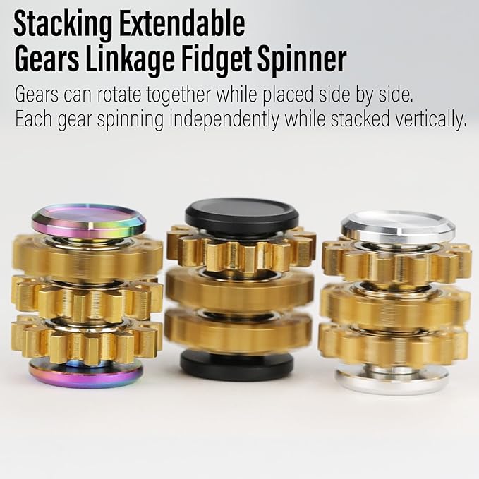 FREELOVE Gear Fidget Spinner for Adults, Mini Tiny Small Finger Toys, Metal Copper Cog Ball, Quiet Silent Figette EDC, Kinetic Hands Gyro for Stress Anxiety Men