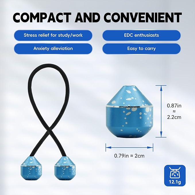 Fidget Beads, Metal Fidget Toy EDC Anxiety Relief Toy for Men Women Teens Skill Players Stress Relief Toys(A-Blue&White)